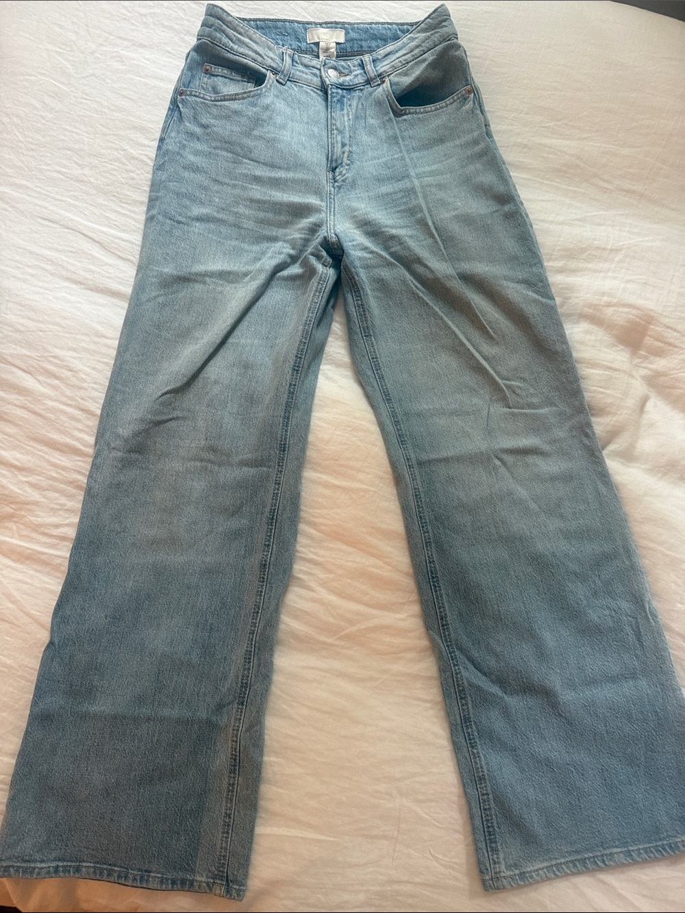 H&M Women's Light Blue Wide-Leg Jeans